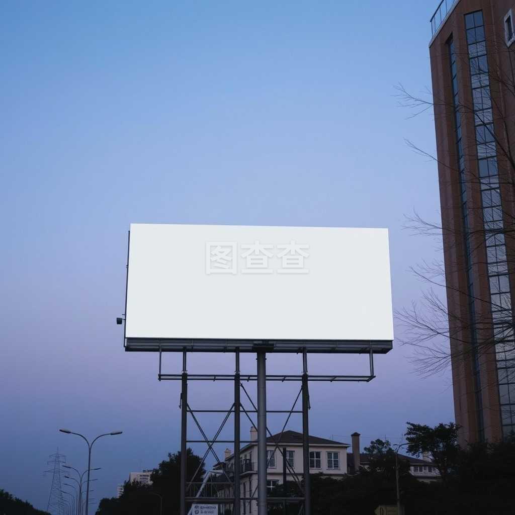 夜间空白广告牌